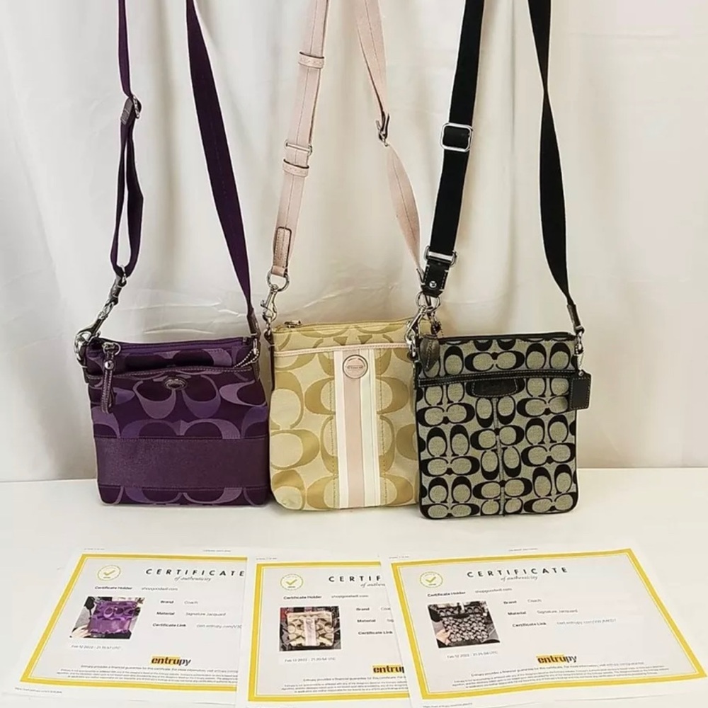 Tan/Cream Coach Crossbody Purse w/certificate of authenticity.